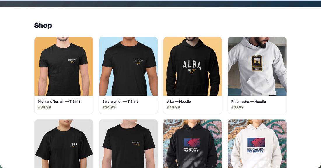 A live Trender storefront selling merch
